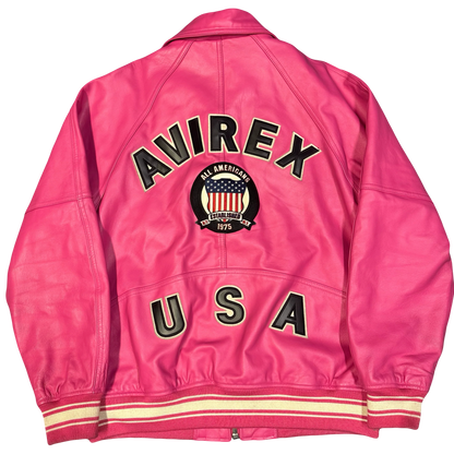 Avirex Icon Leather Jacket  In Pink (XL) | XL, Pink