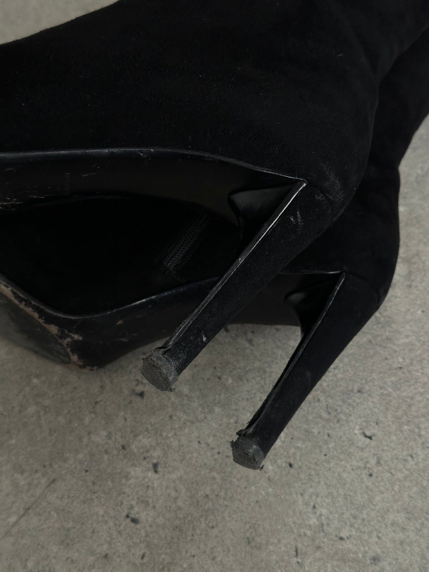 Prada 2000s Suede Square Toe Heeled Knee Boots - UK 7.5 / EU 40.5