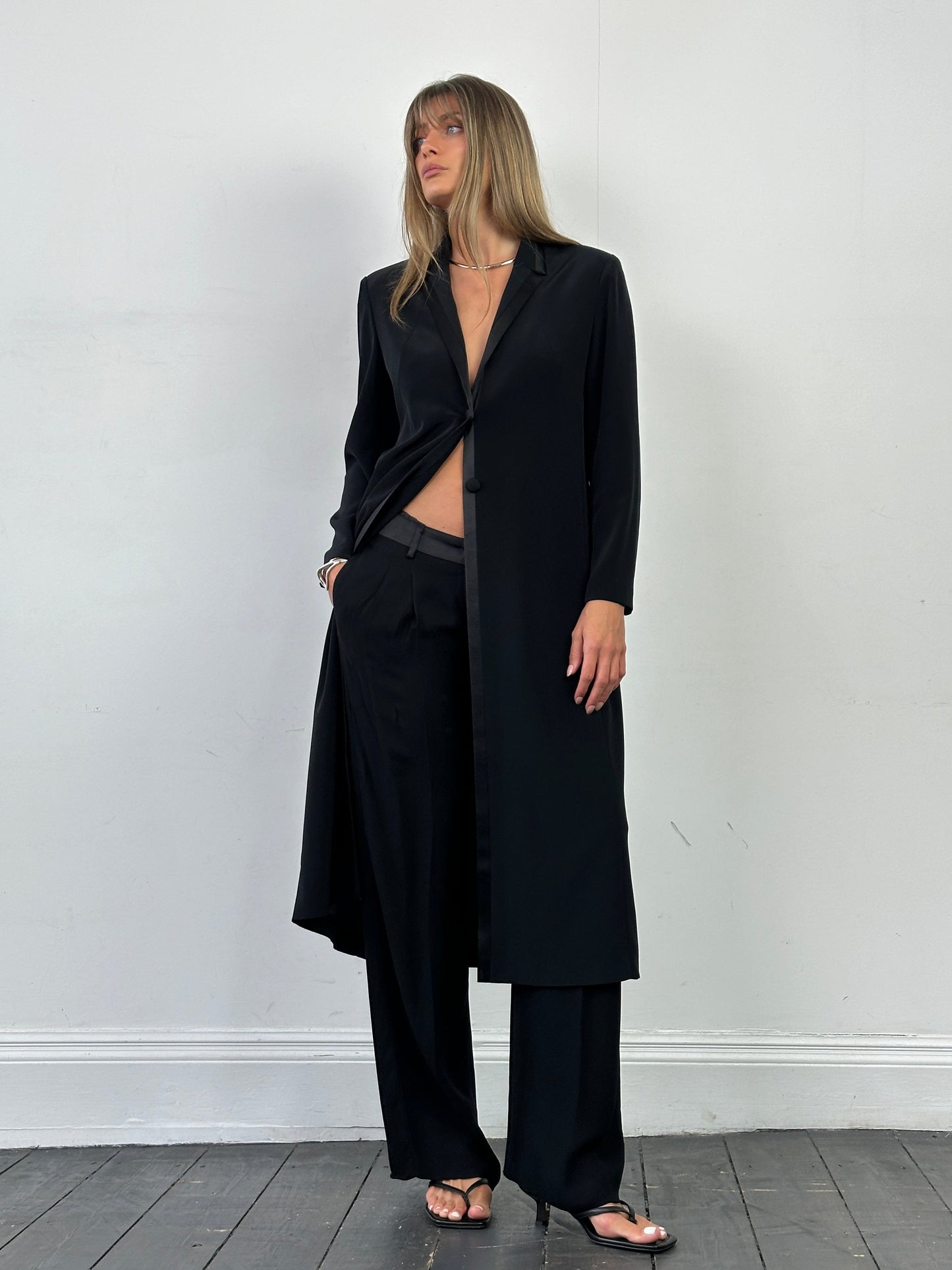 Valentino Low Waist Wide Leg Tuxedo Trousers - W32