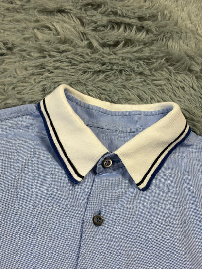 Prada 2015 Lavender Blue Textured Contrast Collar Shirt - M/L | O/S, Multicoloured