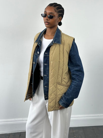 Burberry 1990s Nylon Bespoke Button Nova Check Gilet - M