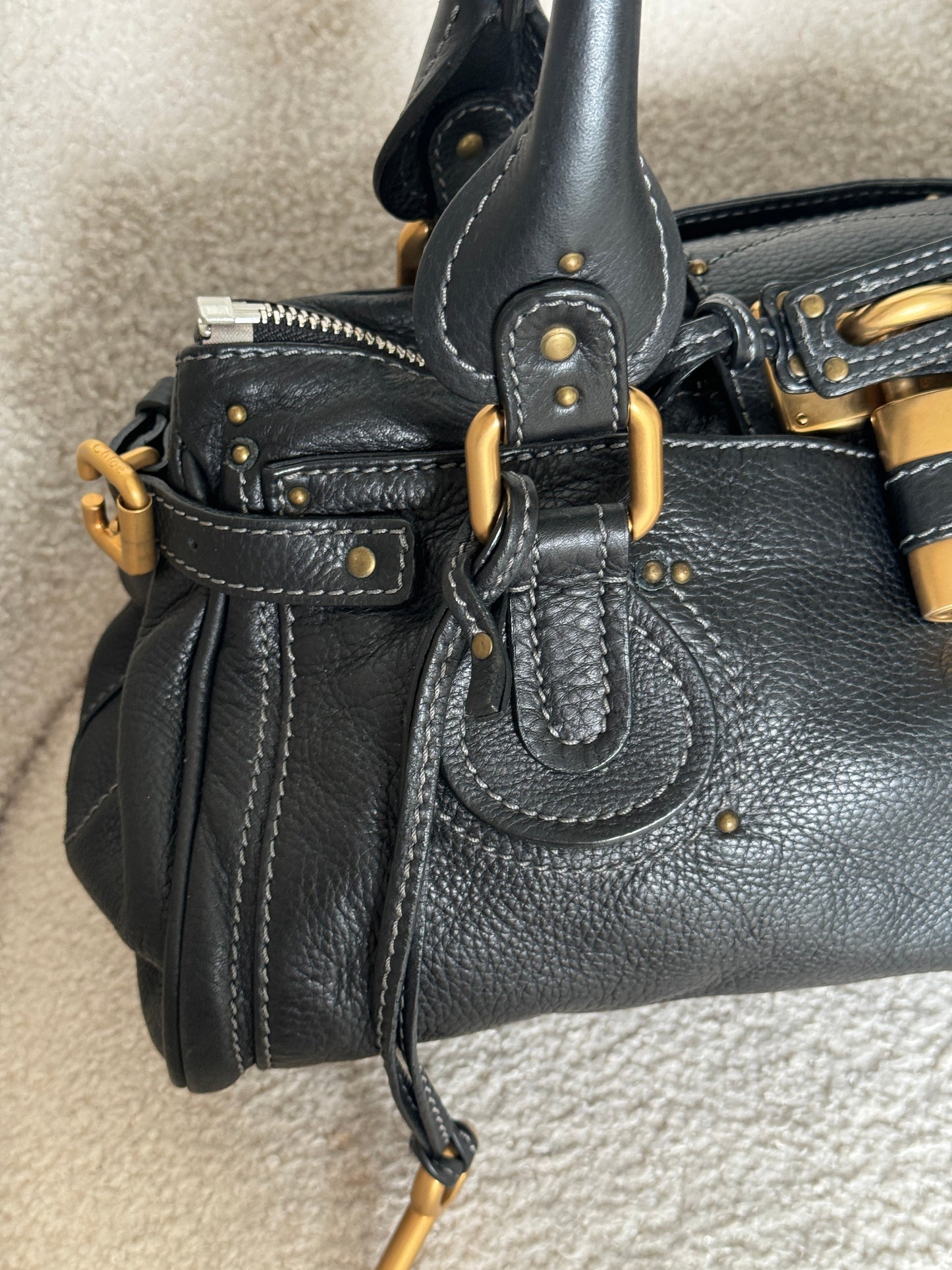 2007 Chloe Paddington Black Leather Handbag | O/S, Black