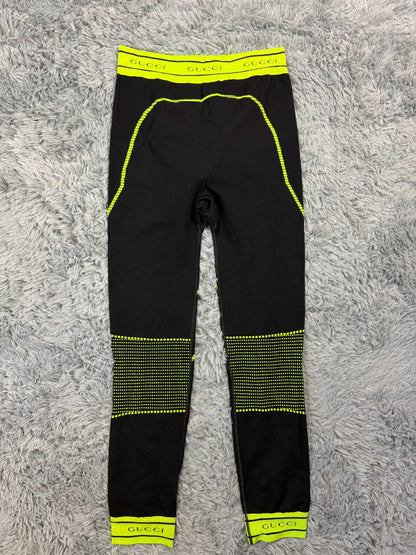 Gucci SS22 Jacquard Black Neon Logo Gym Legging Trousers - M/L | O/S, Black