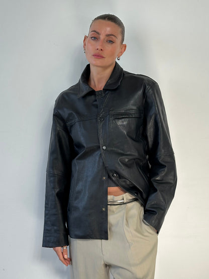 Vintage Minimal Leather Jacket - M/L