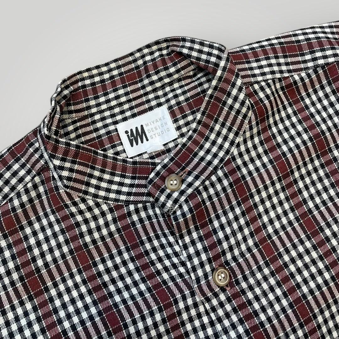 Issey Miyake Band Collar Check Shirt M