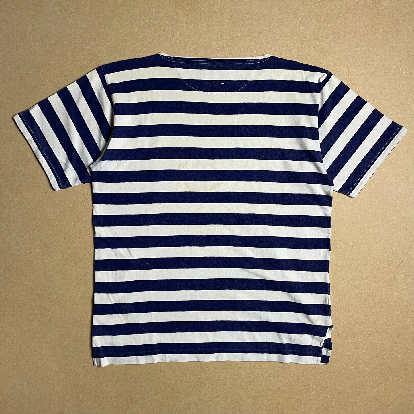 S/S 1992 Navy Blue & White Striped Reflective Breton T-shirt