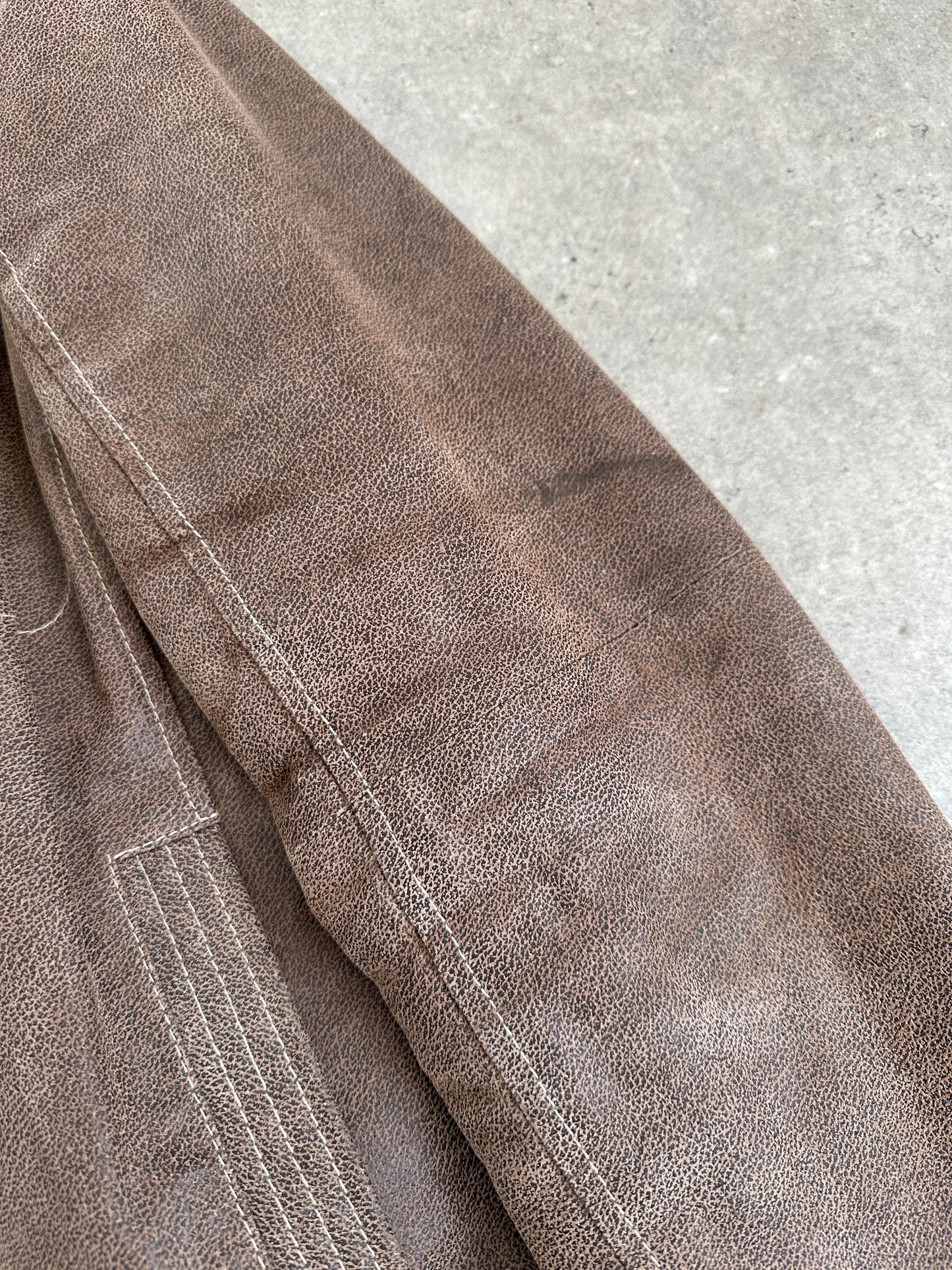 Vintage Textured Leather Jacket - XL