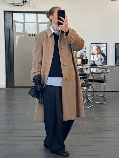 Christian Dior Monsieur 1970s Wool Concealed Placket Coat - XL/XXL