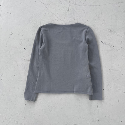 fw1999 prada sport boatneck side pocket knit top | Gray, Blue