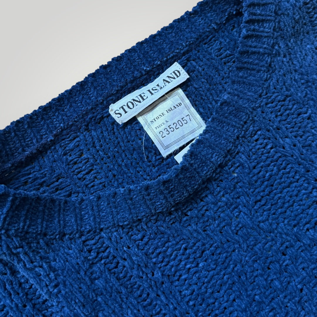 Stone Island 1980s Chenille Cable Knit L | Default Title, Blue
