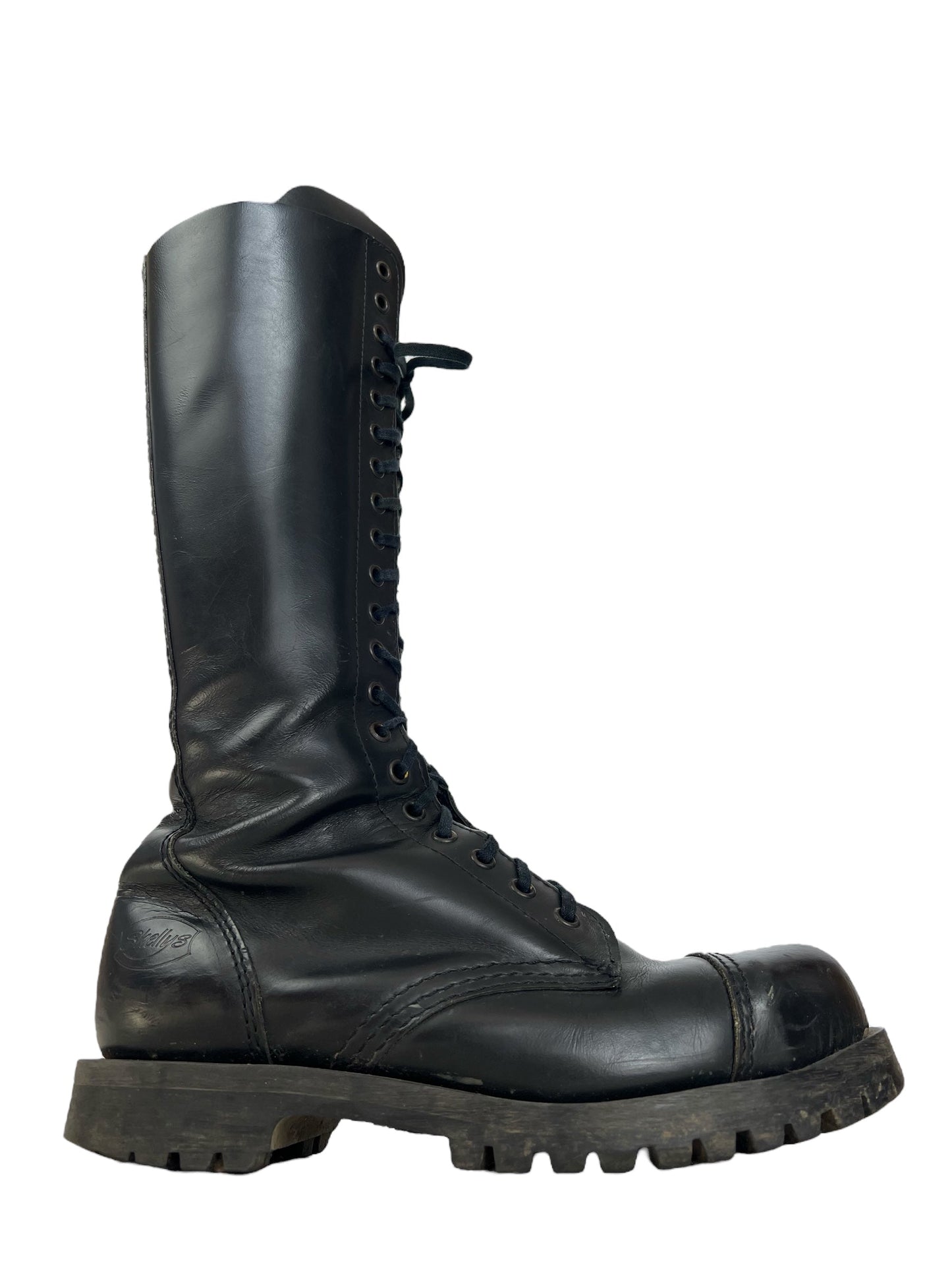 Shellys 1990s steel toe cap 20-eyelet boots | BLACK, Black