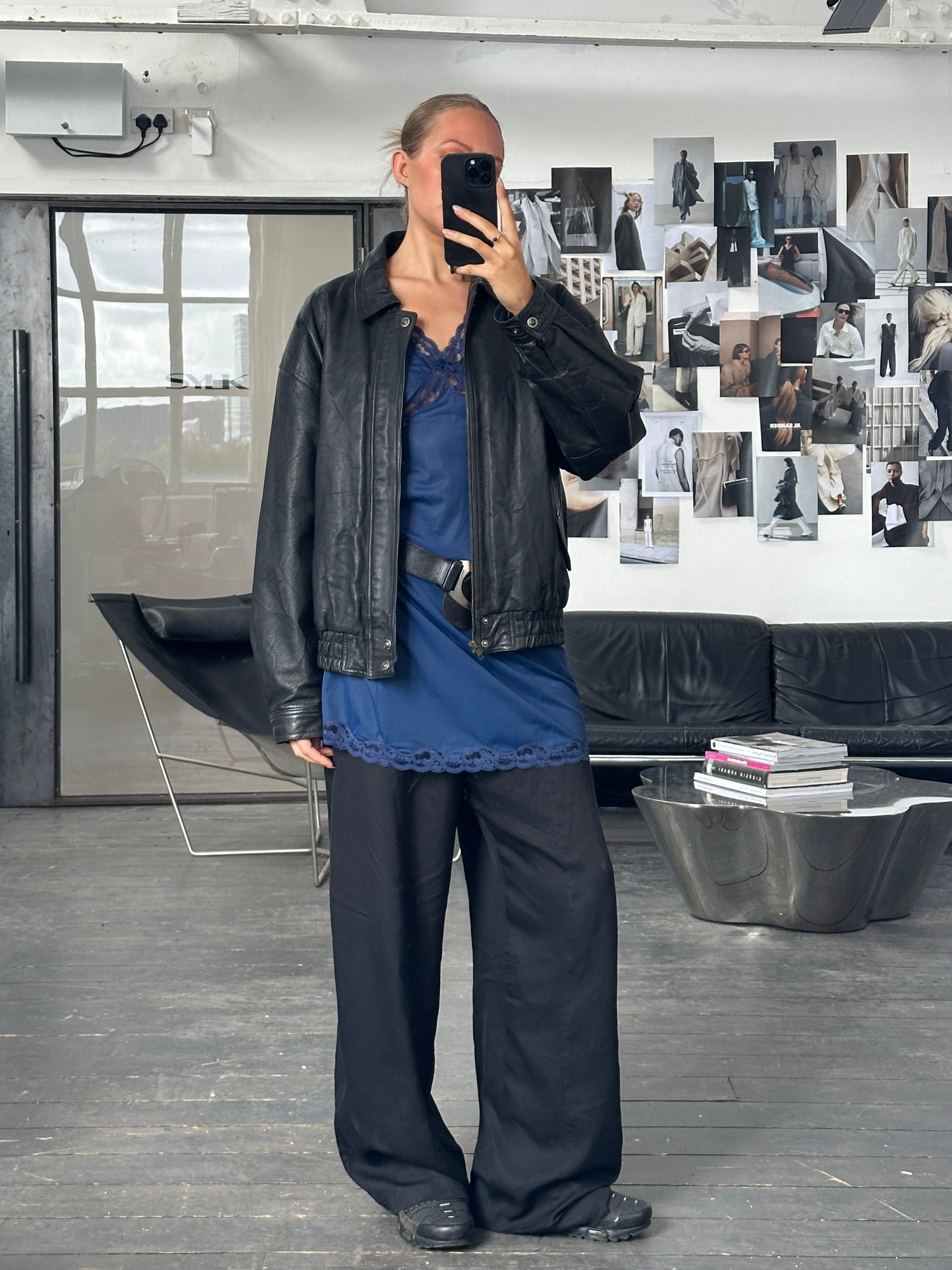 Vintage 1990s Leather Blouson Bomber Jacket - L