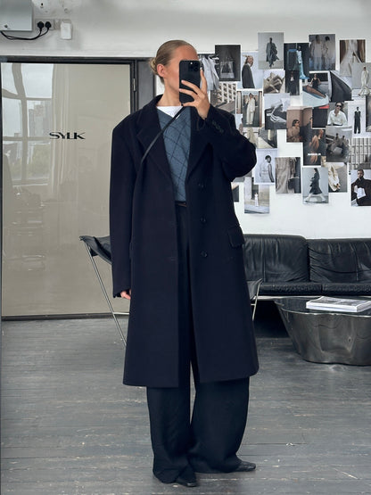 Emporio Armani 1990s Wool Cashmere Single Breasted Coat - XL