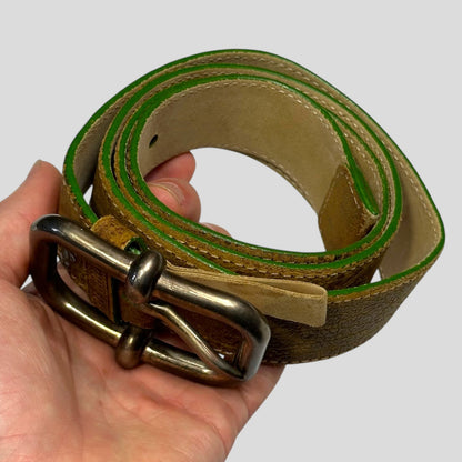 Miu Miu 00’s Leather Textured Metal Buckle Logo Belt - 30-38