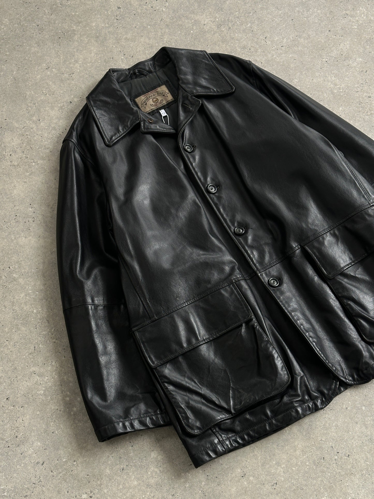 Armani Jeans Structured Leather Jacket - XL