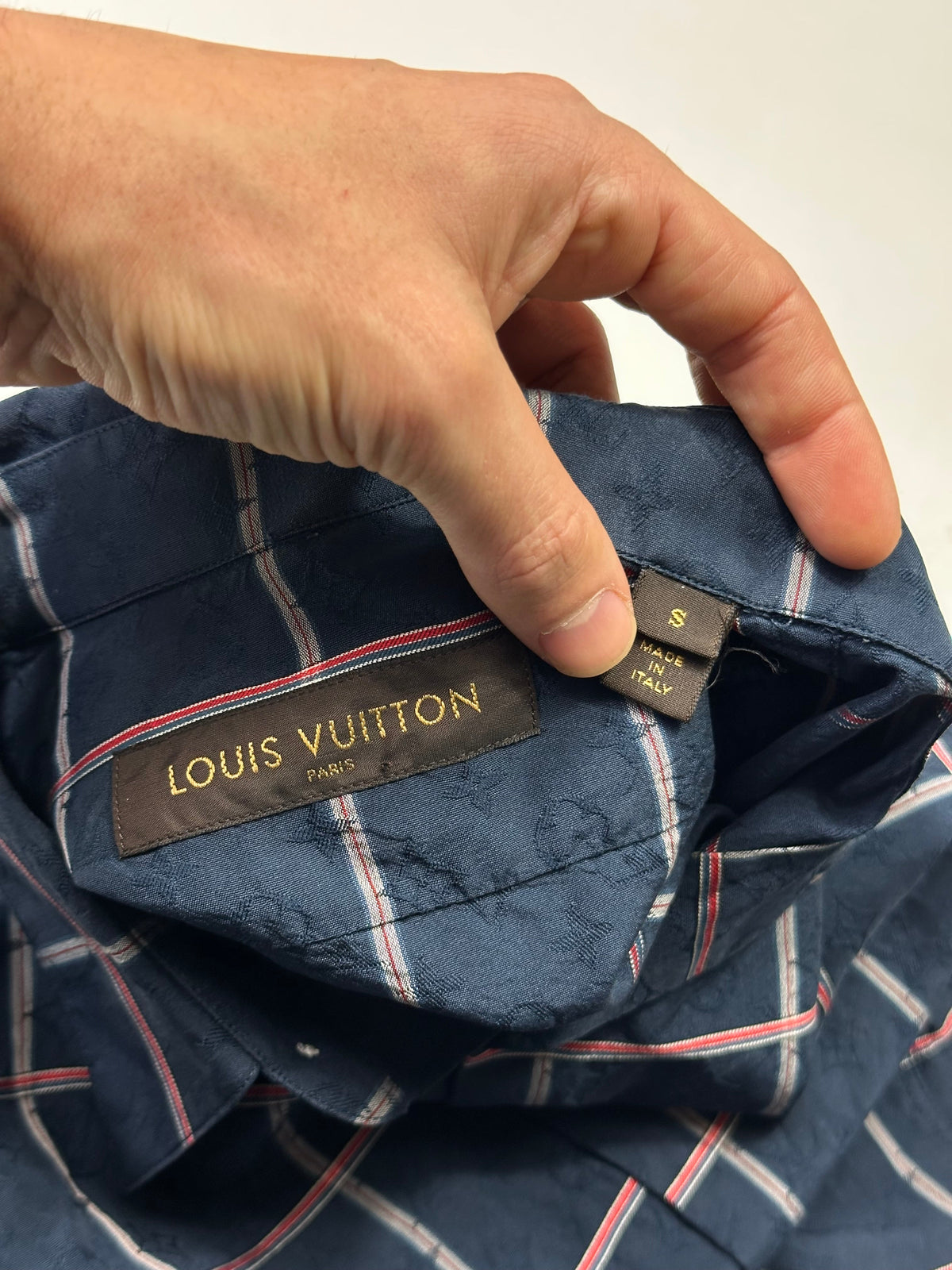 Louis Vuitton Monogram Plaid Checkered Silk Shirt - S | Blue