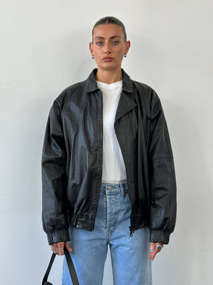 Vintage Leather Blouson Bomber Jacket - XL