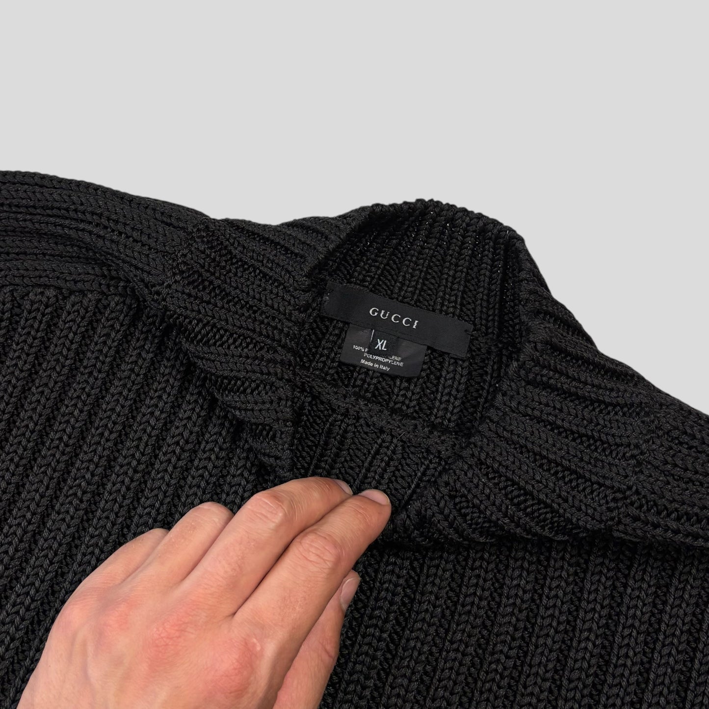Gucci by Tom Ford 00’s Polypropylene Cable Knit Jumper - M/L | O/S, Black
