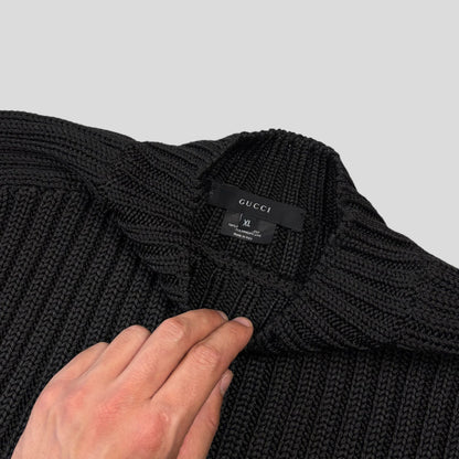 Gucci by Tom Ford 00’s Polypropylene Cable Knit Jumper - M/L | O/S, Black