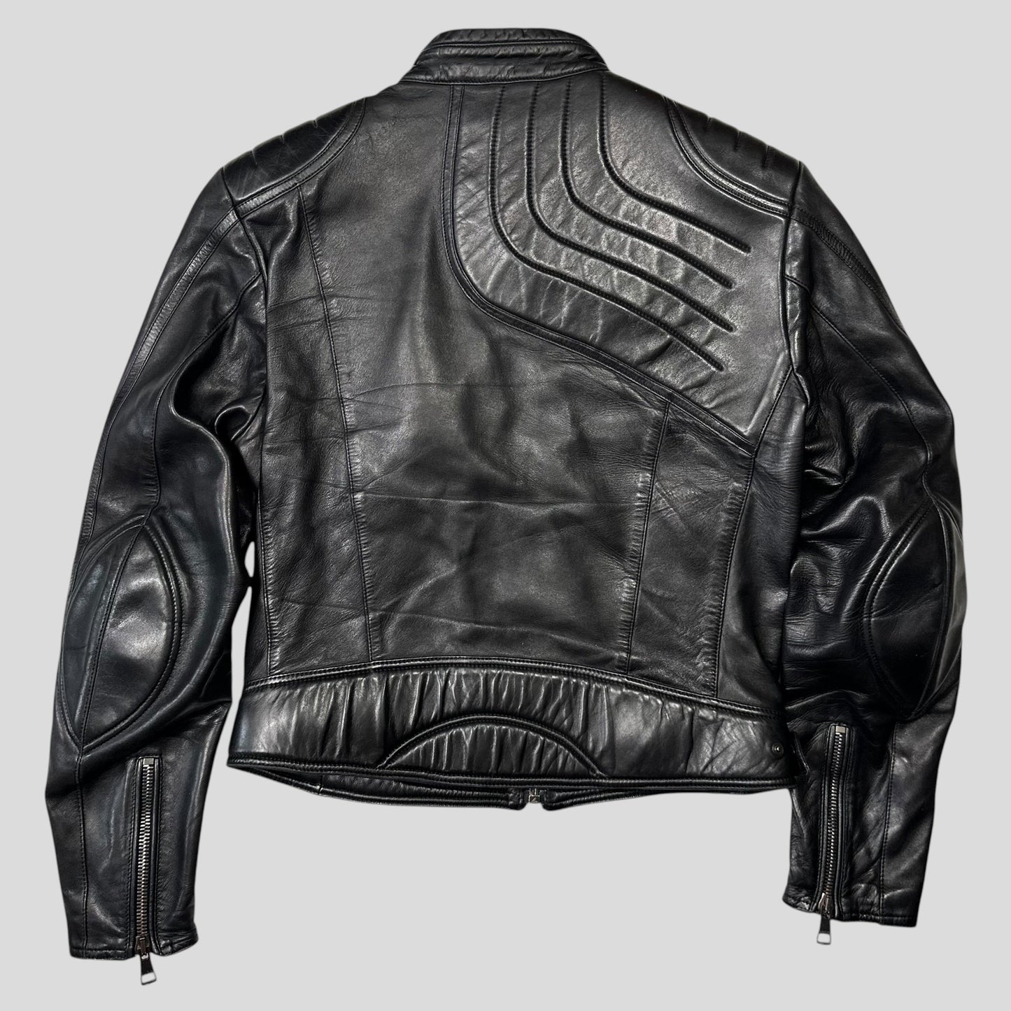 Gucci by Tom Ford AW00 Runway Spiral Leather Padded Moto Jacket - IT50 | Default Title, Black