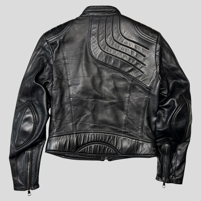Gucci by Tom Ford AW00 Runway Spiral Leather Padded Moto Jacket - IT50 | Default Title, Black