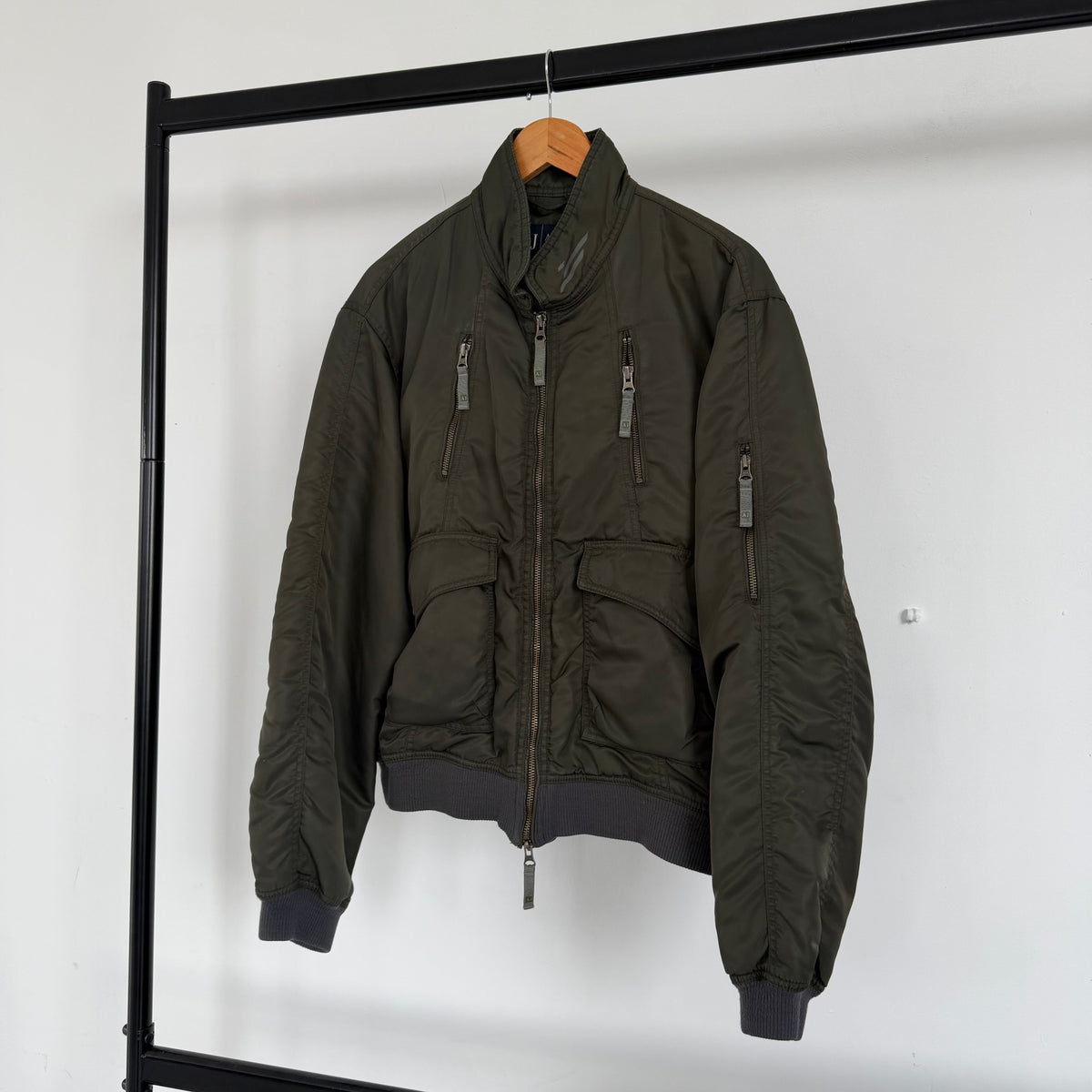 2000s armani jeans technical collared bomber jacket | O/S, Red