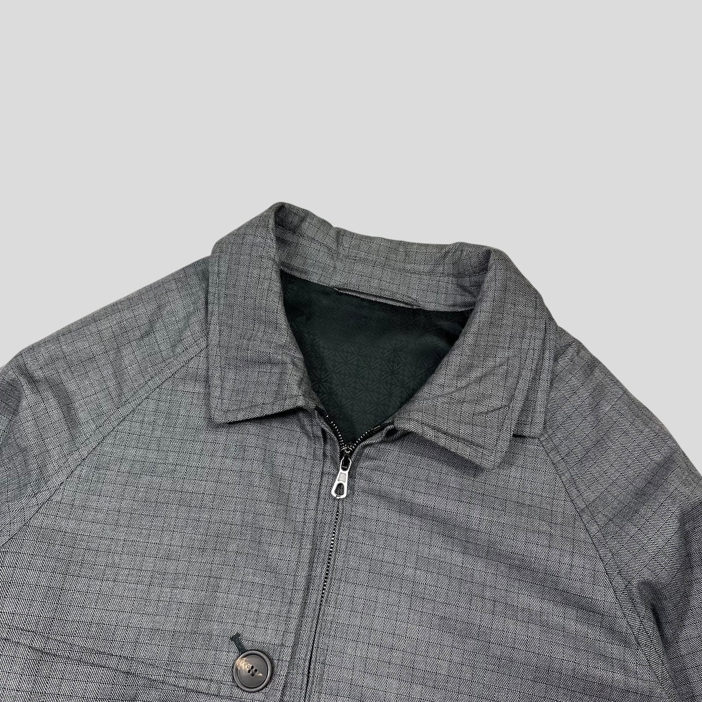 Hardy Amies AW07 Ripstop Grid Asymmetrical Harrington Jacket - M | Default Title, Grey