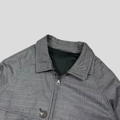 Hardy Amies AW07 Ripstop Grid Asymmetrical Harrington Jacket - M | Default Title, Grey