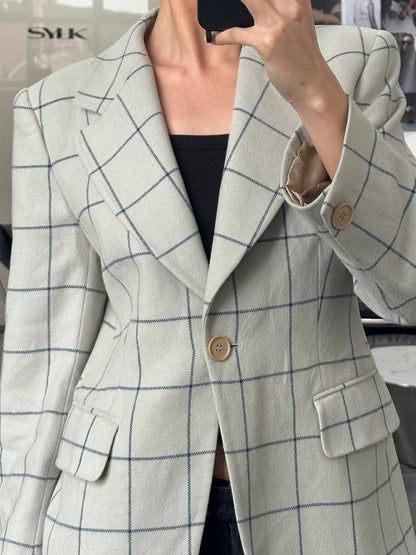 Emporio Armani 1990s Wool Check Blazer - M