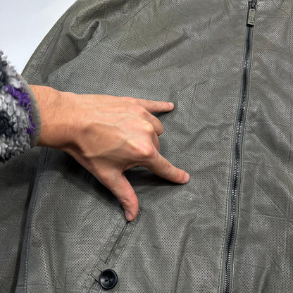 Giorgio Armani 2010 Perforated Leather Grid Bomber Jacket - IT48 (M) | Grey