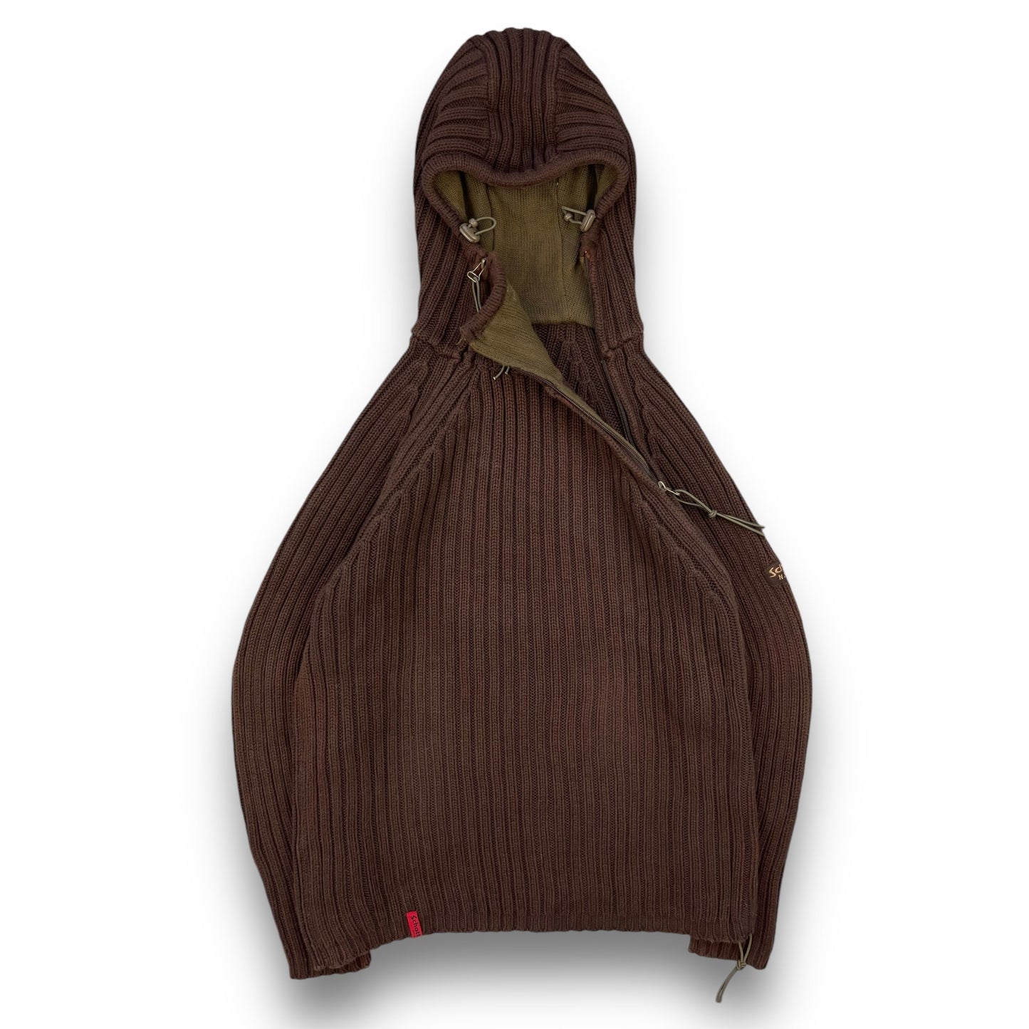 2000's Schott NYC Dual Zip Knitted Balaclava Hoodie (M) | Default Title, Brown