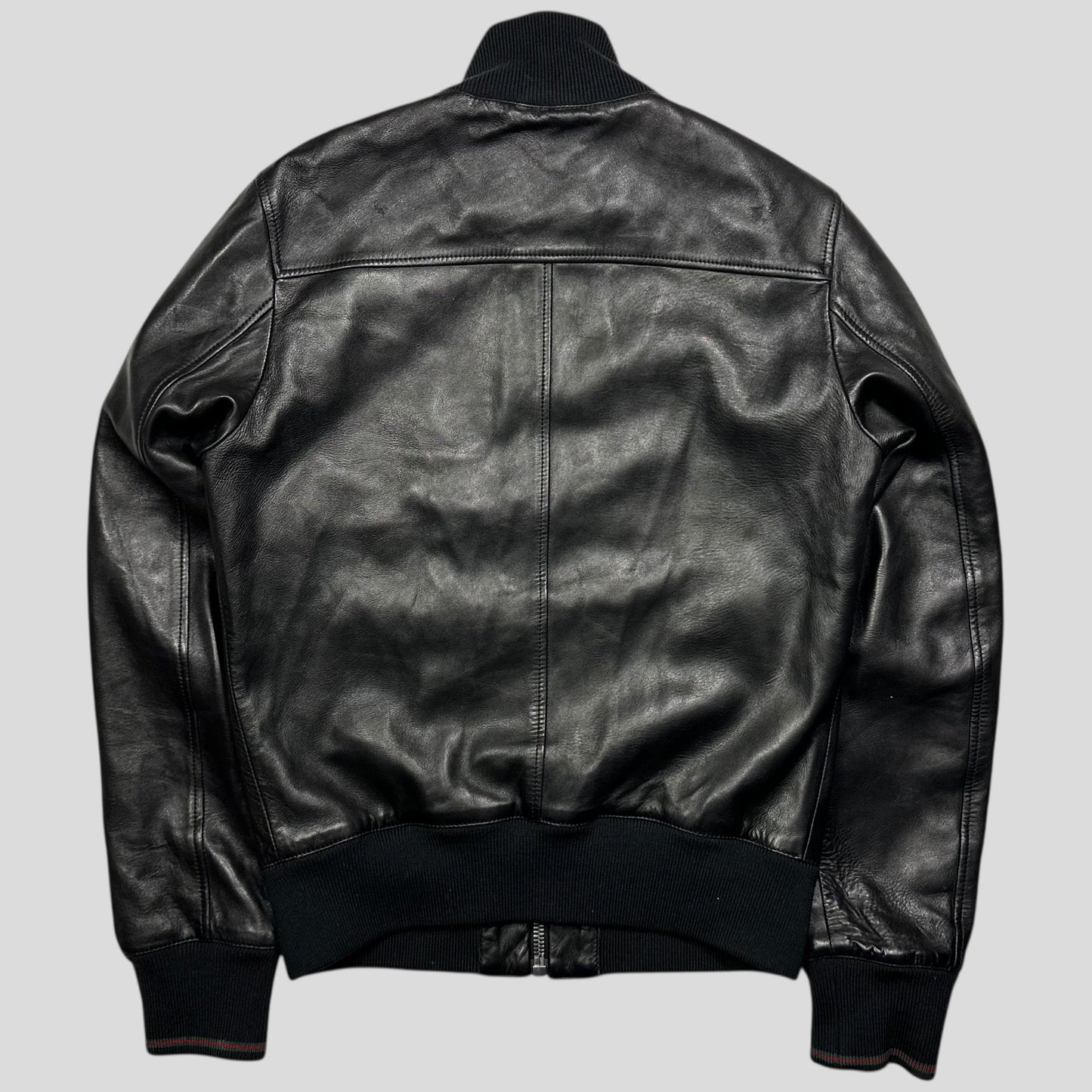 Gucci Nappa Leather Logo Web Bomber Jacket - IT46 (S)