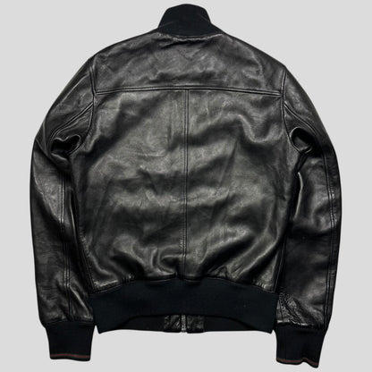 Gucci Nappa Leather Logo Web Bomber Jacket - IT46 (S)