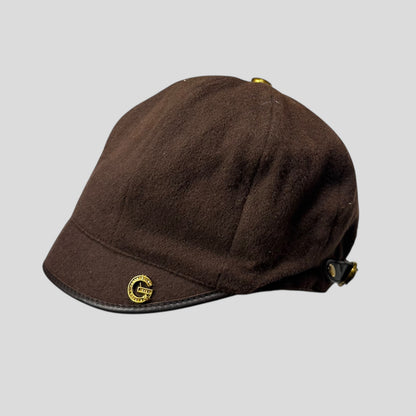 Gucci 00’s Cashmere Wool Leather Newsboy Jockey Hat - S/M | O/S, Brown
