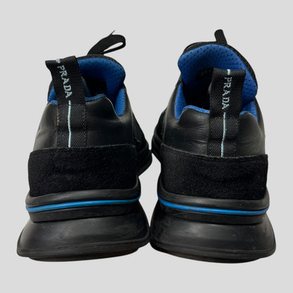 Prada 2018 Mechano Nero Voyage Rubber + Leather Logo Trainers - UK8.5/9 | UK 8.5, Black
