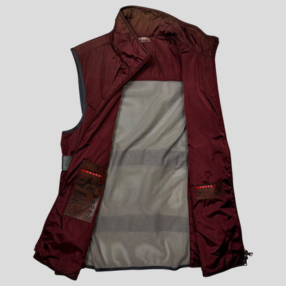 Prada Sport 1999 Nylon Bondage Mesh Padded Gilet - IT48 (S/M) | Small, Burgundy