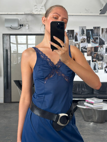 Vintage 1980s Lace Sheer Mini Slip Dress - S