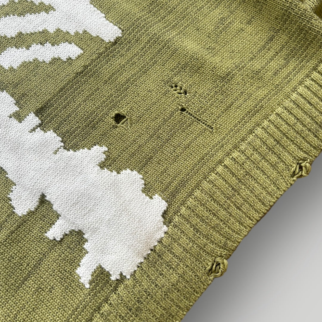 Kapital 5G Distressed Intarsia Knit XL