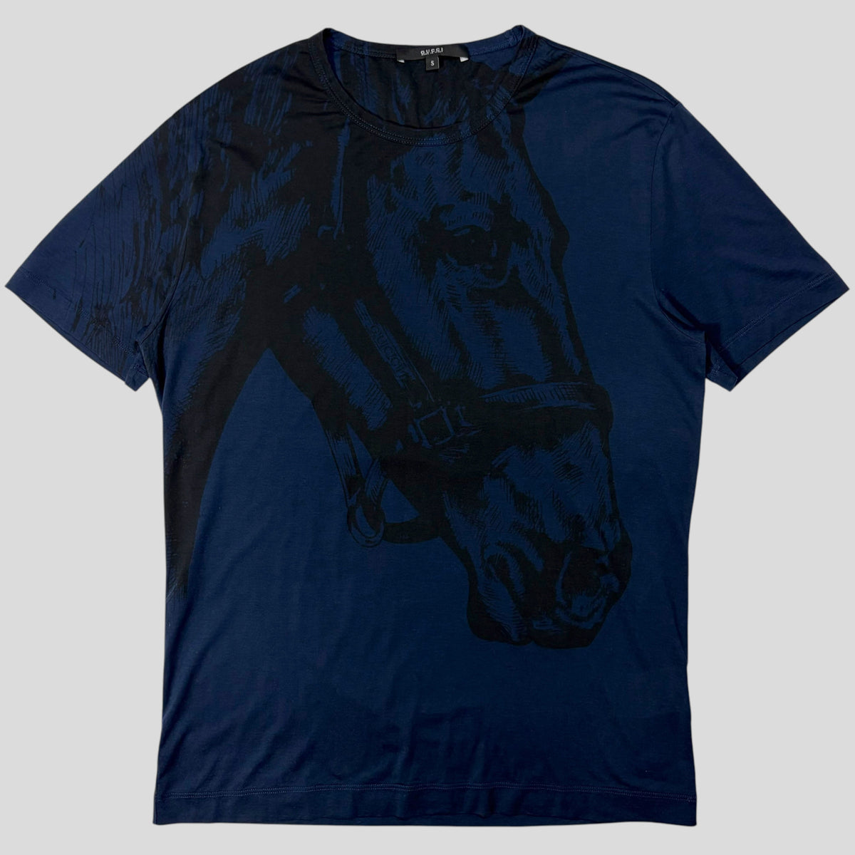 Gucci by Tom Ford 00’s Horse Print Graphic T-shirt - S/M | Blue