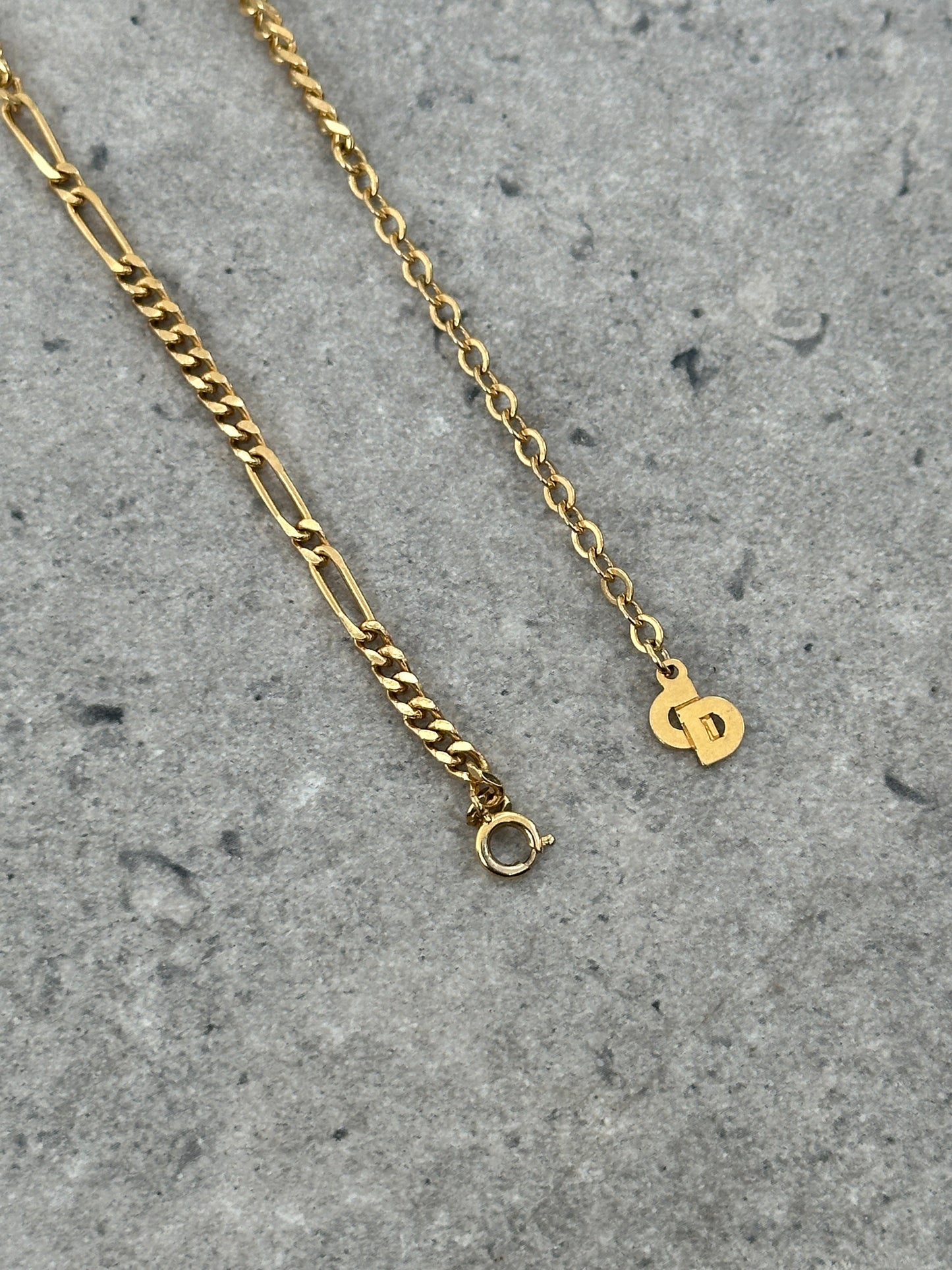 Christian Dior 18inch Gold Plated Logo Pendant Necklace