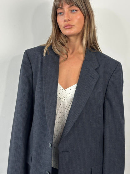 Christian Dior Monsieur 1980s Pure Wool Stripe Blazer - 44R/XL