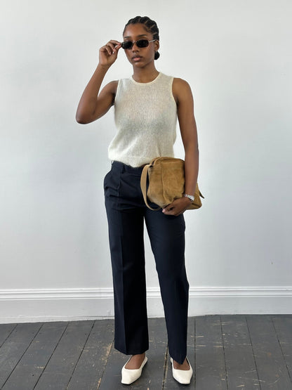 Vintage 2000s Wool Pleated Straight Leg Tailored Trousers - W28