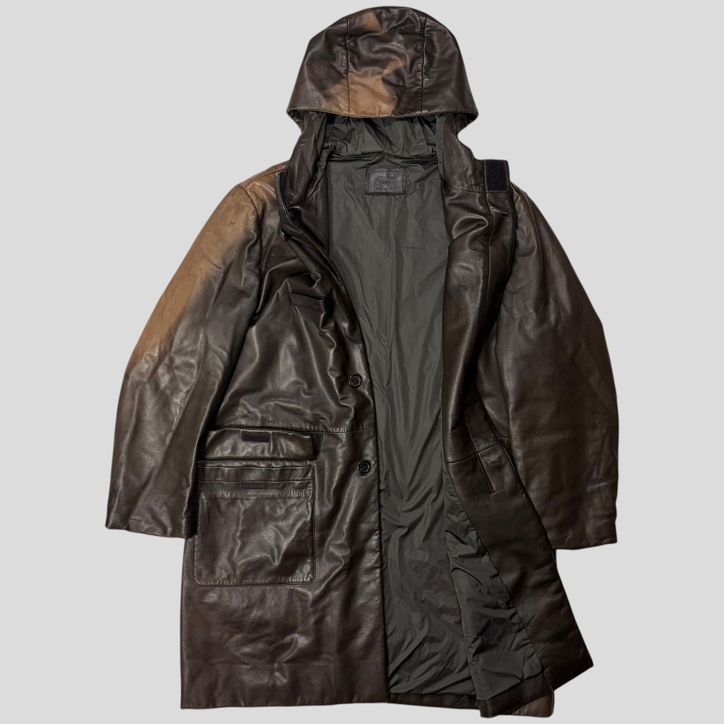 Prada Milano 1999 Runway Strap Detail Sunfade Trench Coat - IT54 | Default Title, Brown