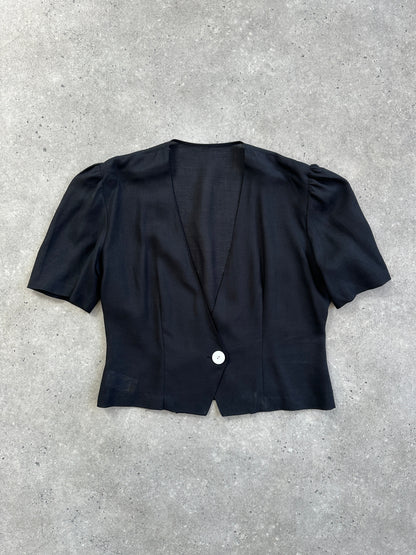 St Michael 1987 Cropped Short Sleeve Blazer - M