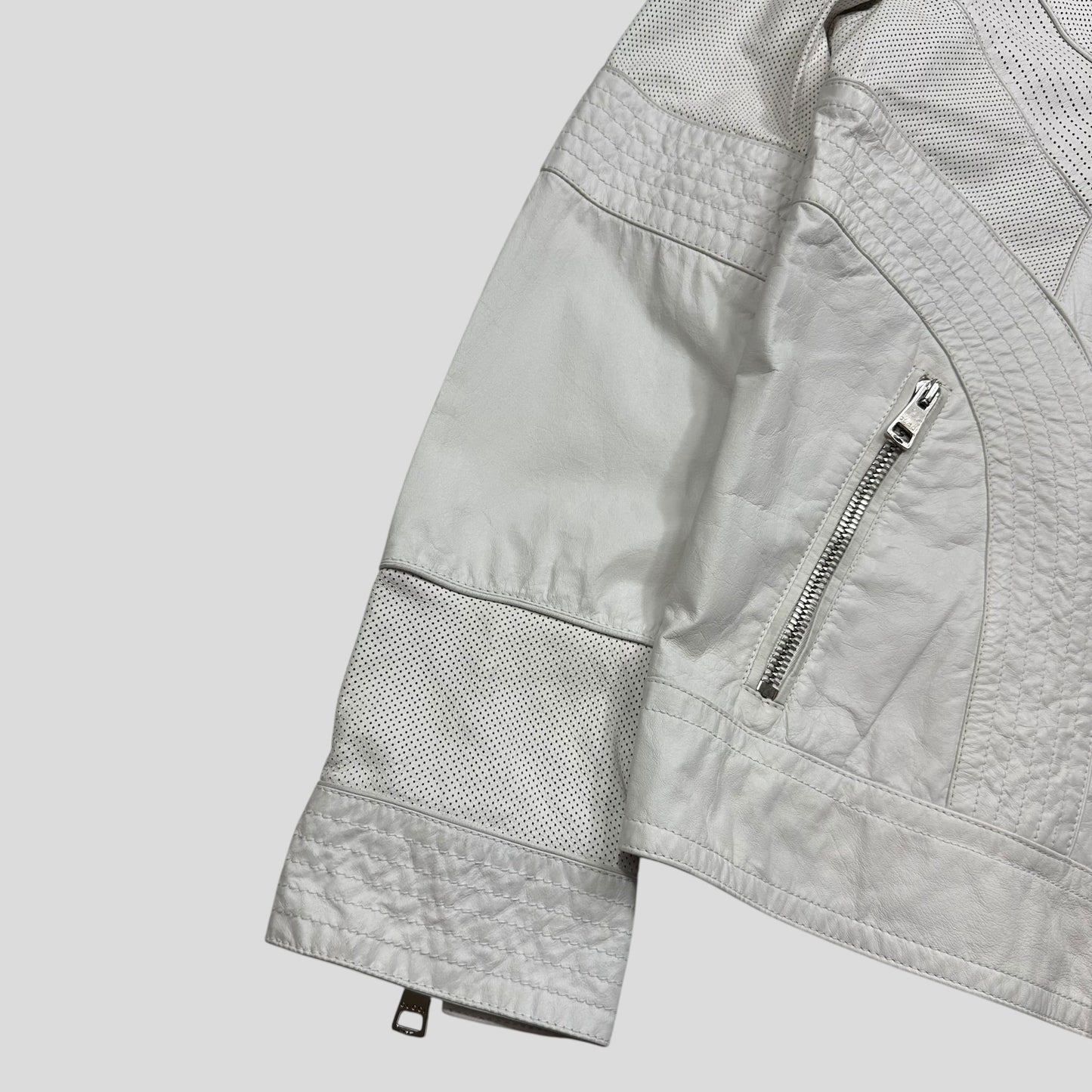 Gucci 2010 Nappa Leather Café Racer Perforated Panelled Biker Jacket - IT52 (M) | Default Title, Red