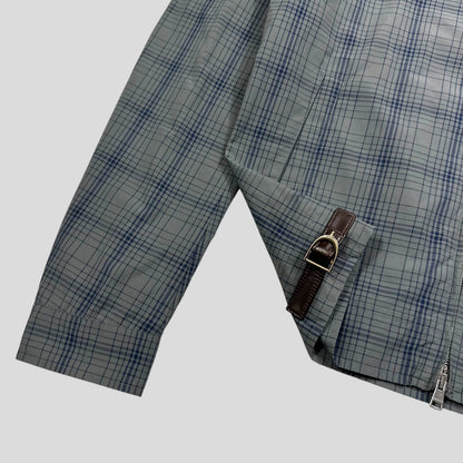 Gucci 2013 Grid Plaid Leather Horsebit Harrington Jacket - M | Default Title, Blue