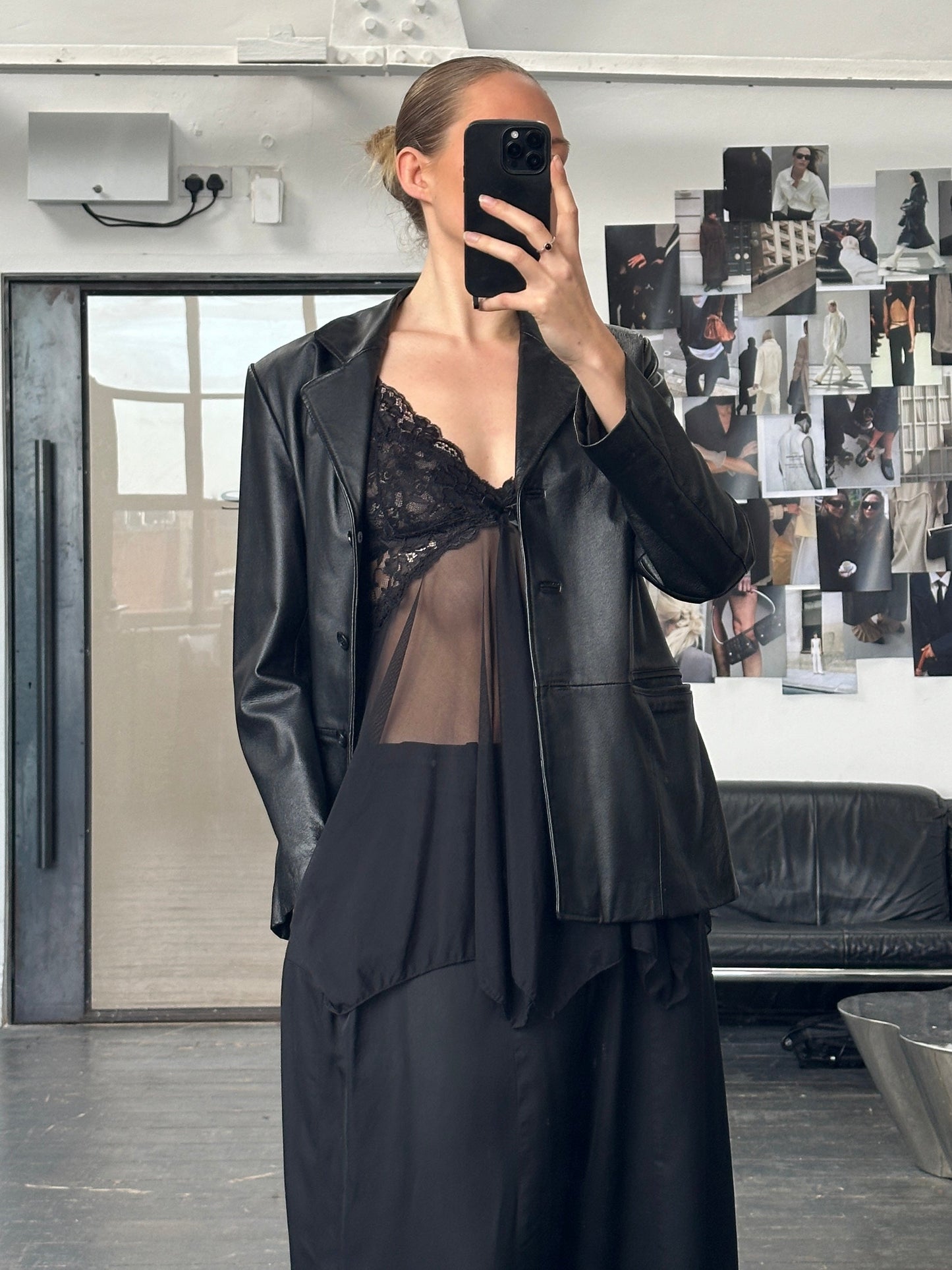 Vintage 1990s Minimal Leather Jacket - M