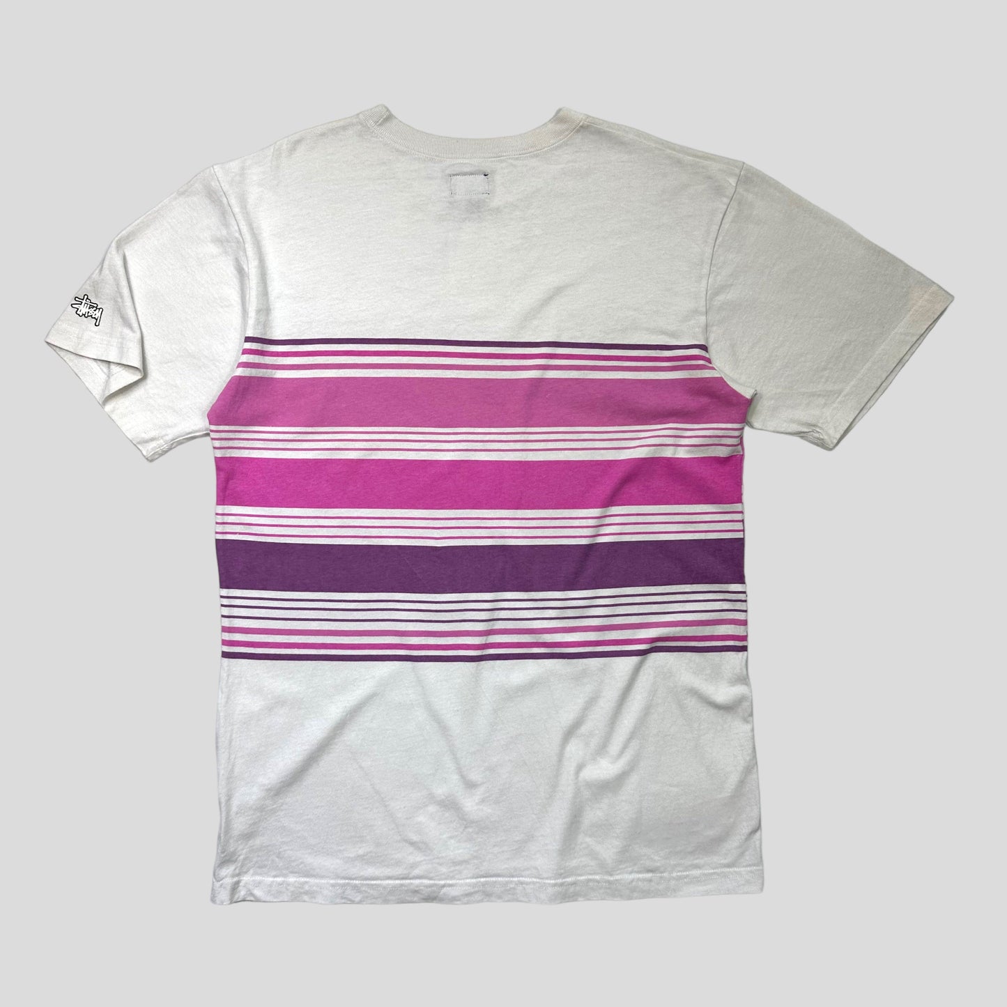 Stussy 90’s Striped Stock Logo T-shirt - L | Default Title, Pink