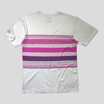Stussy 90’s Striped Stock Logo T-shirt - L | Default Title, Pink