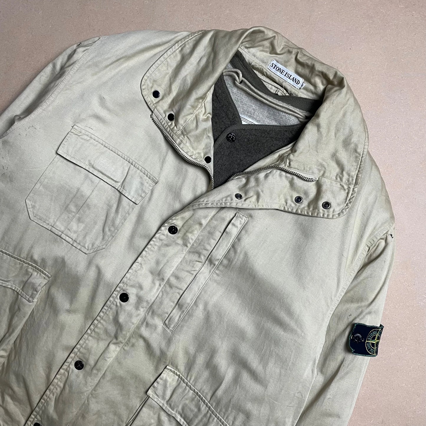 A/W 1993 Sand Gold Raso Gommato Multi Pocket Field Jacket